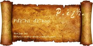 Páhi Ákos névjegykártya